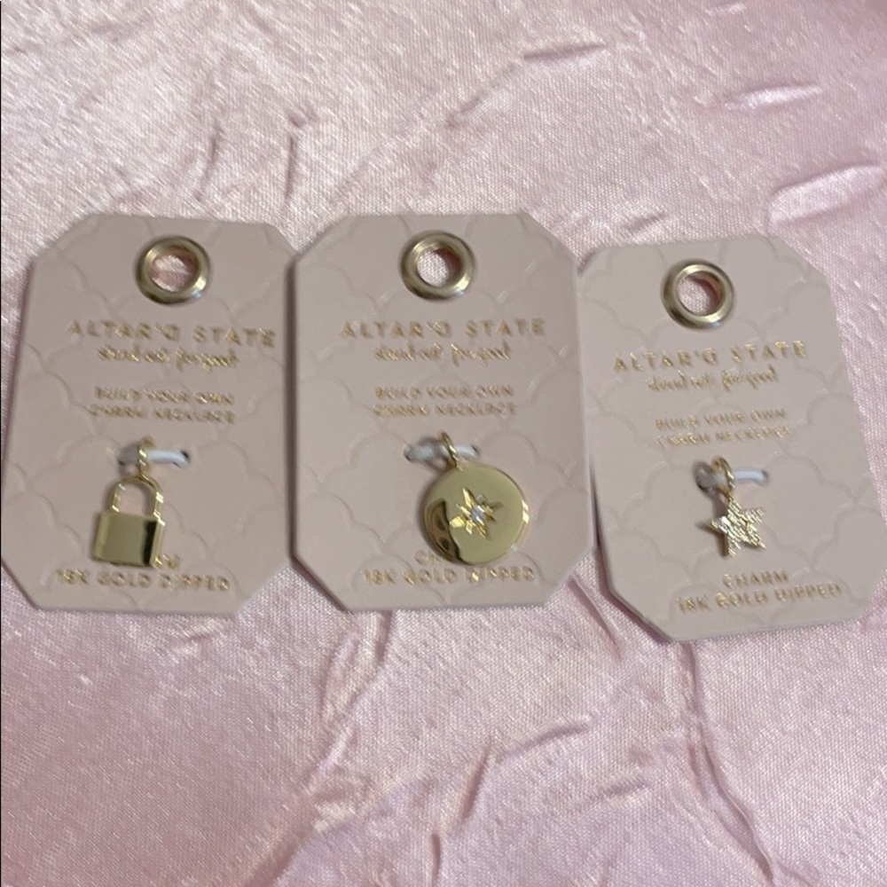 3 Brand New Altar’d State 18K Gold Dipped Charms